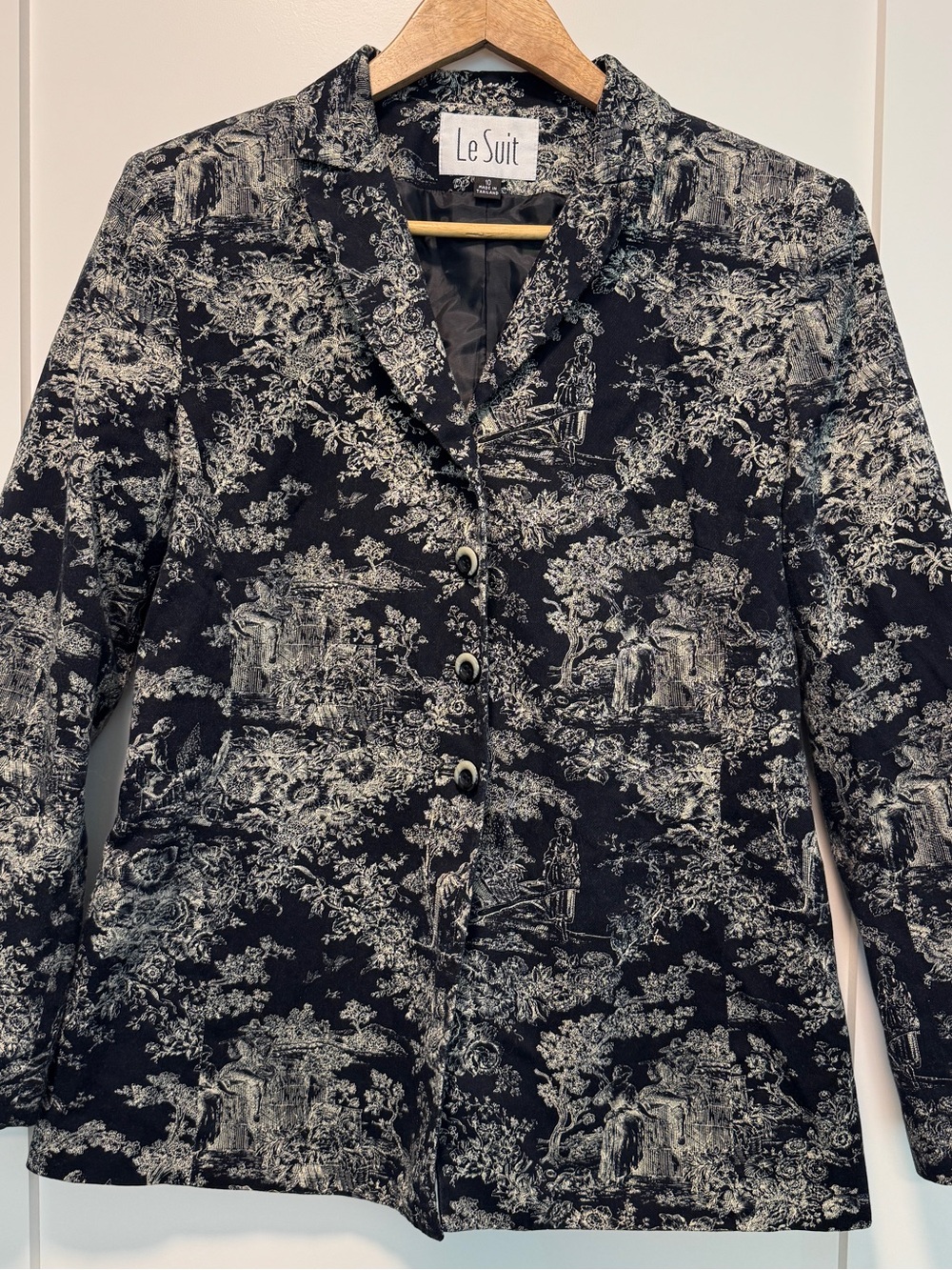 Le Suit AOP Art to Wear Scenic Print Blazer y2k